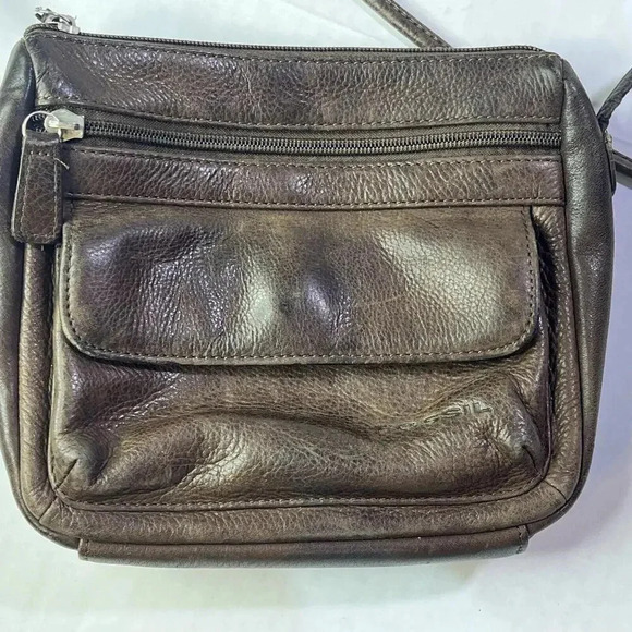 Fossil Small Dark Chocolate Genuine Leather Boho Hippie Crossbody Bag Vintage - Picture 3 of 14